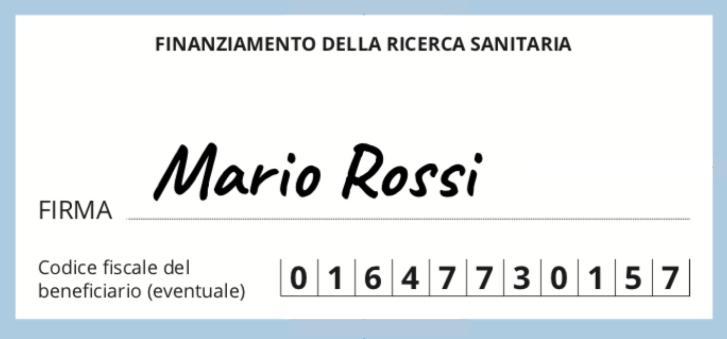 Riquadro 5 per mille per la Ricerca sanitaria